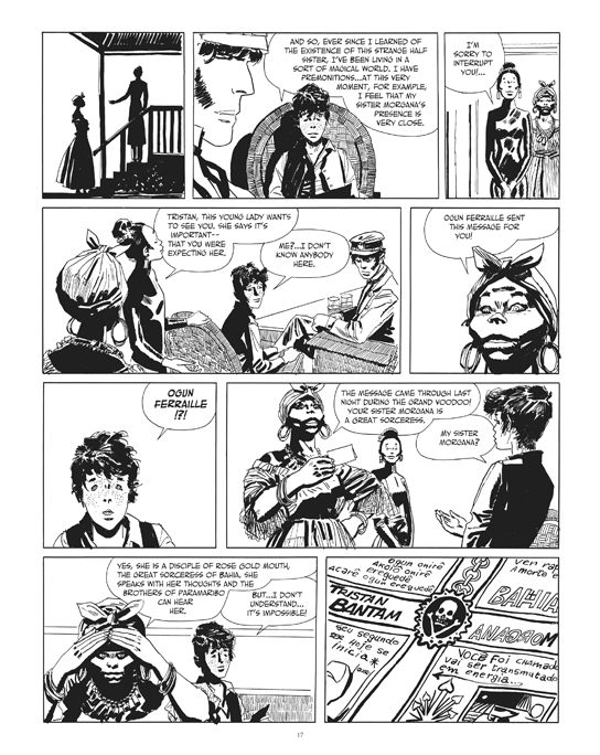 From the Corto Maltese story "“The Secret of Tristan Bantam”. Preview page 1.© Cong S.A., Switzerland. Art © Casterrman, Bruxelles. Corto Maltese ® & Hugo Pratt TM © Cong S.A., Switzerland. Translation © 2014 Dean Mullaney and Simone Castaldi. All rights reserved.