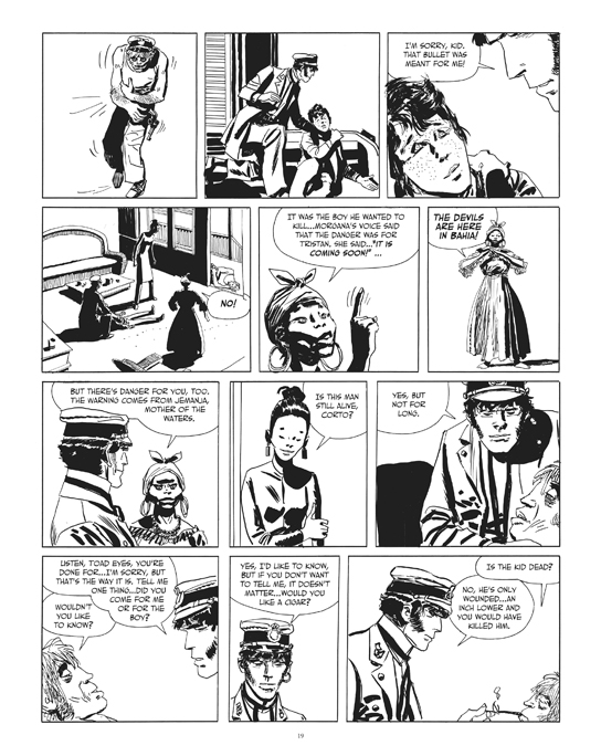 From the Corto Maltese story "“The Secret of Tristan Bantam”. Preview page 3.© Cong S.A., Switzerland. Art © Casterrman, Bruxelles. Corto Maltese ® & Hugo Pratt TM © Cong S.A., Switzerland. Translation © 2014 Dean Mullaney and Simone Castaldi. All rights reserved.