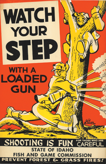 Idaho Fish and Game Commission Posters, c. 1952. Eisner created cartoon campaigns to sell products and ideas, addressing political and social issues as well as simple public safety measures such as these.